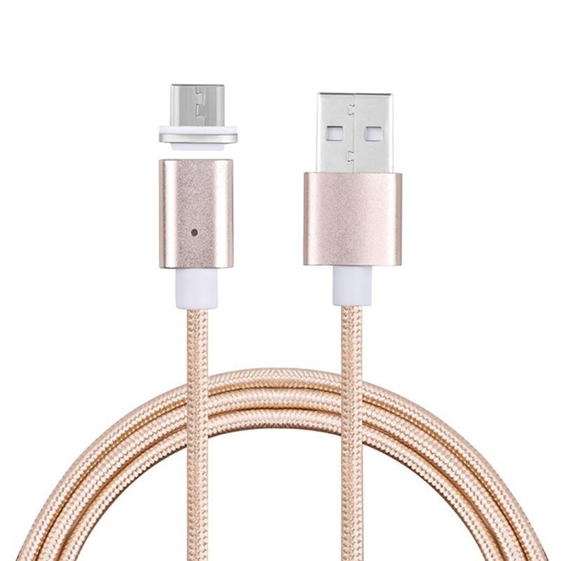 Magnetic Cable 2.4A Micro USB Data Charger 1M Nylon Metal Magnetic Fast Charging Cable Iphone серебряный