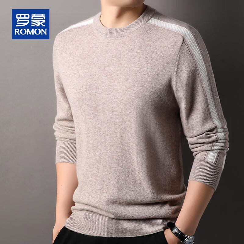 ROMON Men's 100% Cashmere Thick Crew Neck Sweater