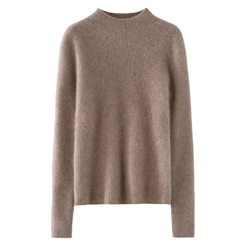 Women's Slim Fit Ribbed Cashmere Sweater - Half-High Neck