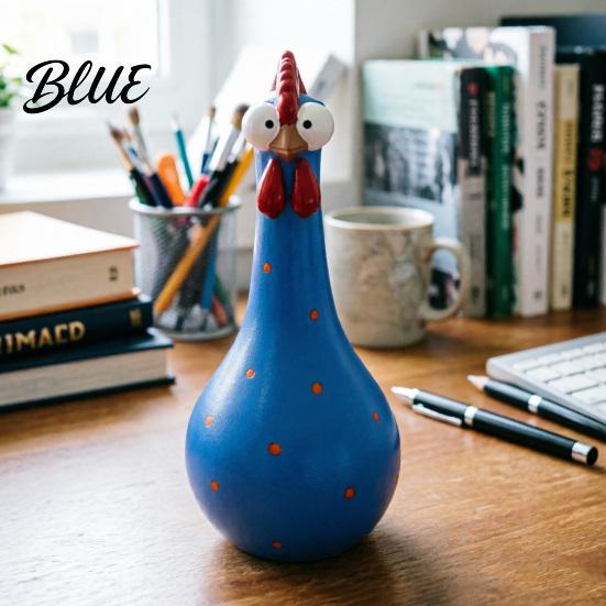 Playful Home Decoration Long Neck Colorful Chicken Statue Big Eye Cartoon Resin Rooster Vase Easy Care Vase Funny Outdoor Cock-Shaped for