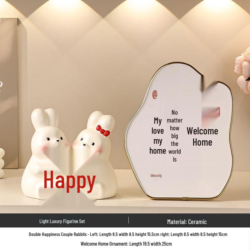 Creative Double Happiness Rabbit Ornament - Newlywed Gift for Home Decoration, Wedding, or Valentine's Day