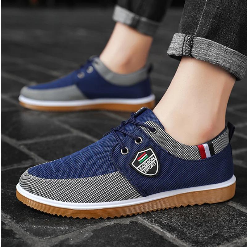 2024 New Men's Canvas Shoes Mesh Breathable Man Casual Sneakers Classic Fashion Men Vulcanized Shoes Lace-up Flat Sneakers Male