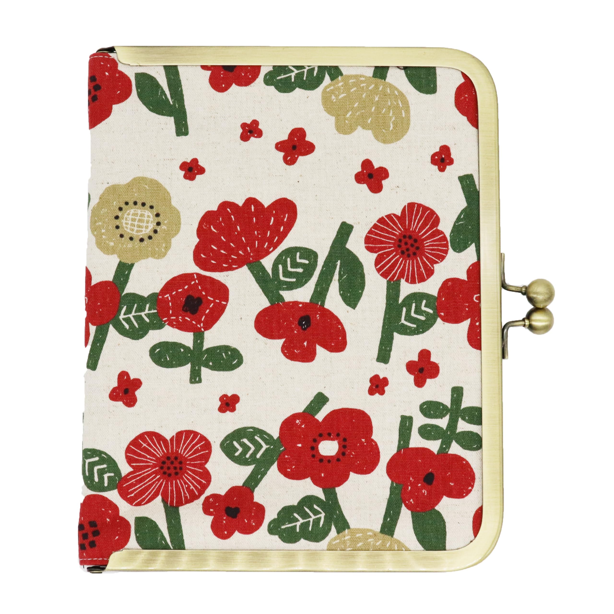 

Onishi Ken Seihan Notebook Case, Clasp Closure, Nordic Floral Pattern, Red