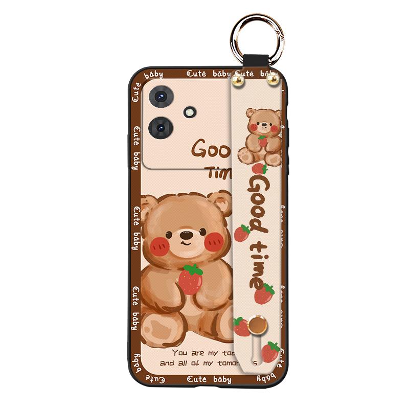 Back Cover Protective Phone Case For Cubot Note21 Cartoon Dirt-resistant Lanyard Anti-knock Wristband Ring Kickstand
