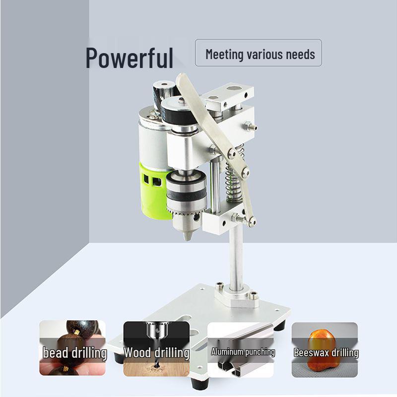 Compact Desktop Variable Speed Precision Electric Drill with Miniature Stand for Household Use