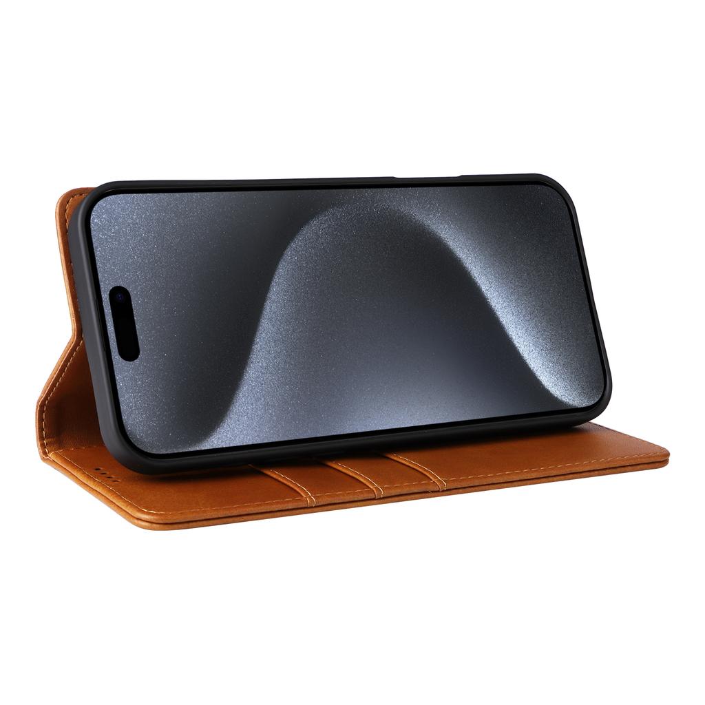 For iPhone 15 Pro Case RFID Blocking Phone Leather Cover Magnetic Closing