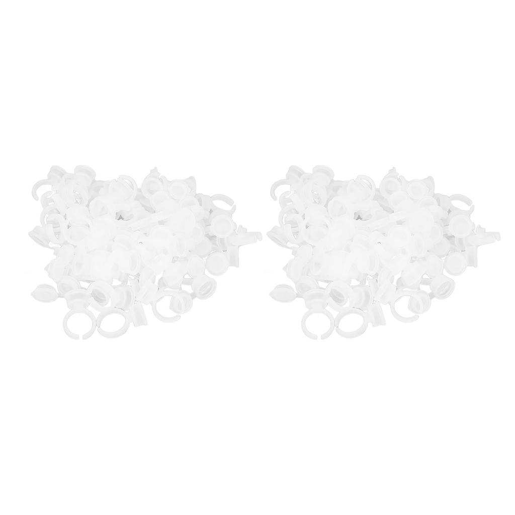 100pcs Disposable Tattoo Ink Ring Cup with Dustproof Lid Microblading Pigment Ring Cup for Eyelash Extension White