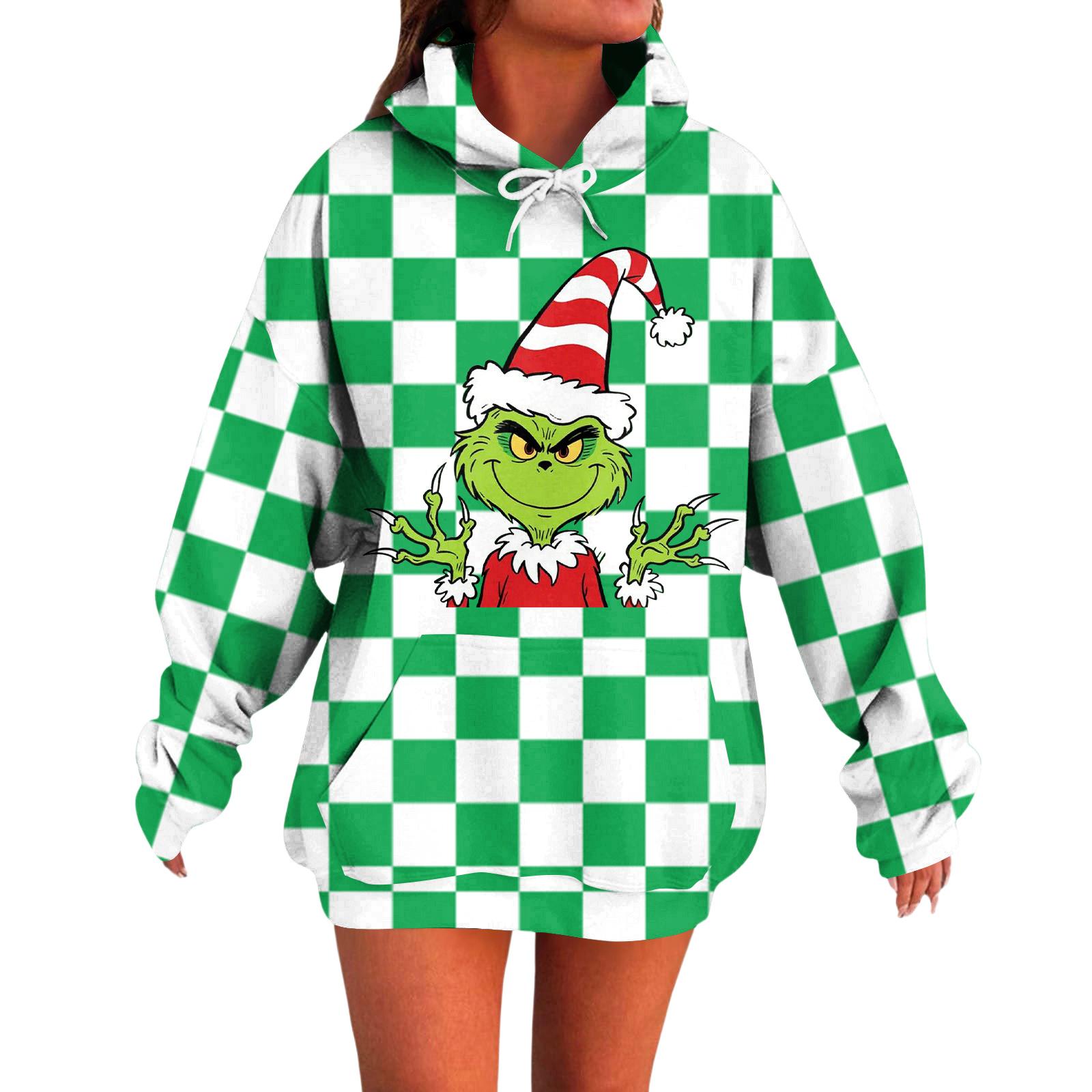 

Женский свободный удобный повседневный модный свитшот с капюшоном и рождественским принтом S