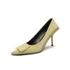 Green High Heels Women's Spring and Summer 2025 New Foreign Trade Women's Shoes Thin Heel Pointed Square Heel Commuter Shoes