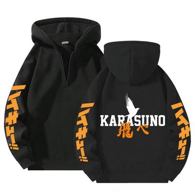 Japán Anime Haikyuu Kapucnis Pulóverek Férfi Kawaii Harajuku Manga Grafikus Cipzáras Kabátok Karasuno Középiskola NyomtatottUtcai Ruházat Pulóverek Uniszex Pulóver Felső