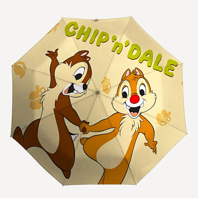 Chip 'n' Dale, Squirrels Themed Automatic Opening and Closing Umbrella, Brightly Colored 8-rib Portable Umbrella, Suitable for Men and Women, A Perfec