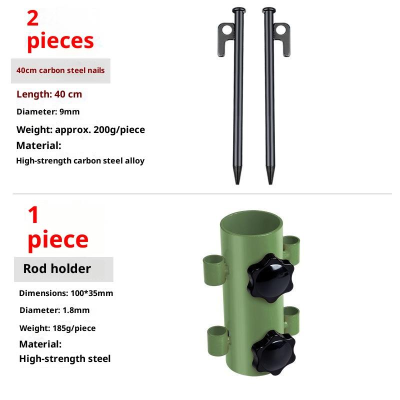 1 Pezzo Nero Supporto Palo Tenda da Campeggio Esterna Base Ombrellone Pesca in Spiaggia Tenda a Baldacchino Doppia Manopola Fissaggio Paletto a Terra Accessori