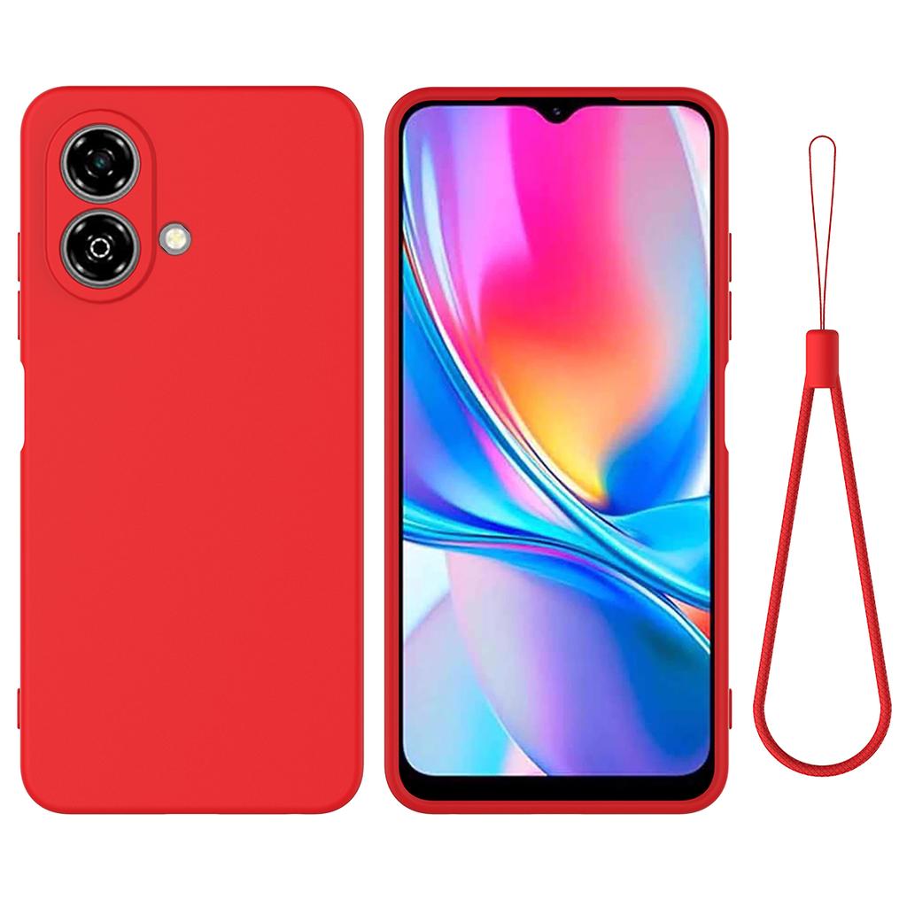 For ZTE Blade A35e Liquid Silicone Case Phone Back Cover with Hand Strap