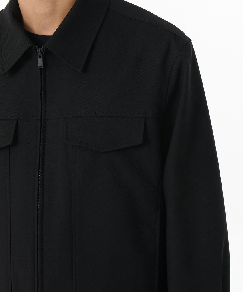Musinsa Standard Whipcord Minimal Zip-Up Trucker Jacket [Black]