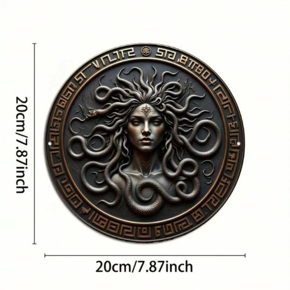 Vintage Medusa Bronze Metall Wandkunst 8x8 Zoll Schwarz Gold Heimdekoration