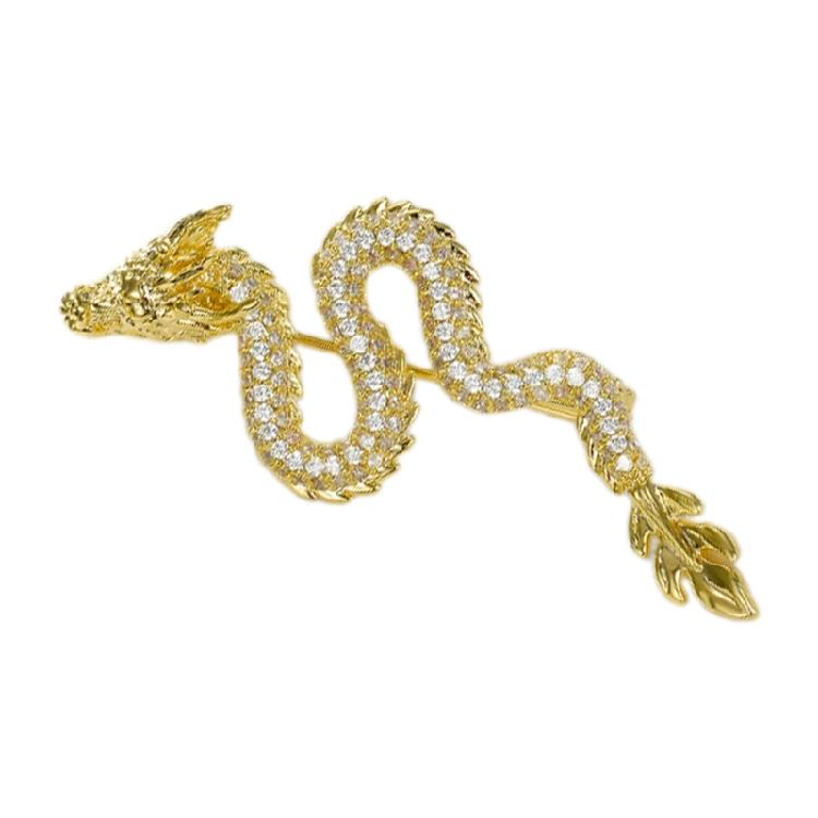 Retro Dragon Zircon Brooch Sparkling 3D Dragon Shape Badge Gothic Jewelry Gift 1