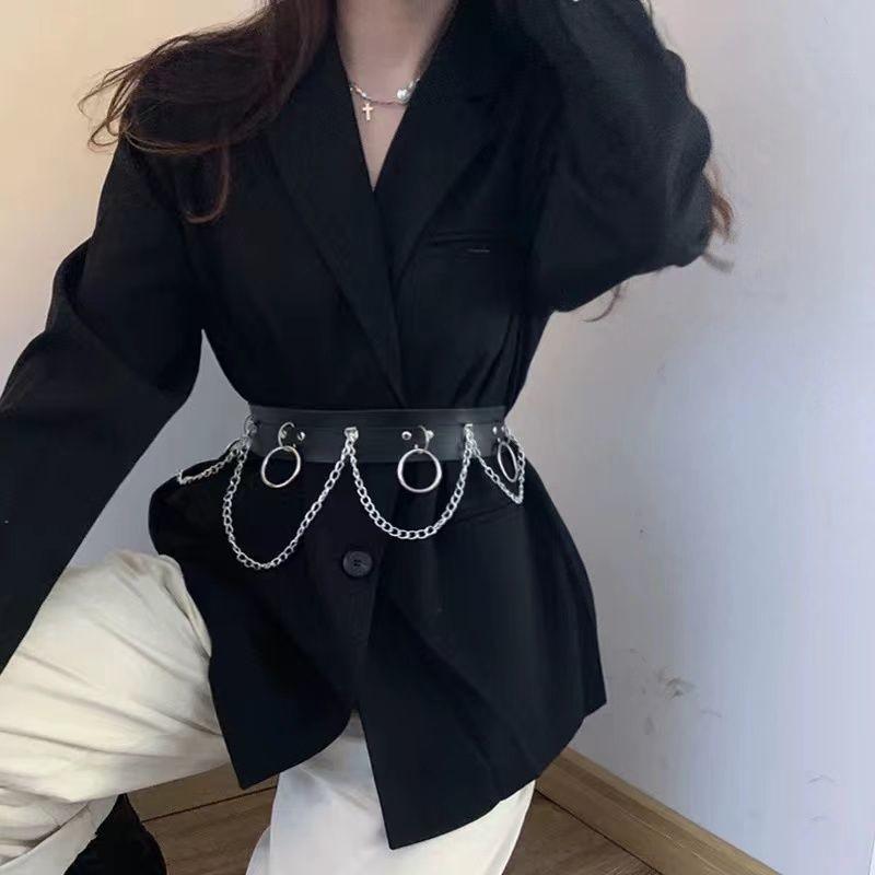 Trendy Black Wide Waist Chain Belt For Women Perfect For Dresses And Coats