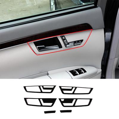 For Mercedes-Benz S-Class W221 2008-12 Black ABS Style Car Door Inner Door Handle Bowl Decoration Cover Sticker Car Accessories