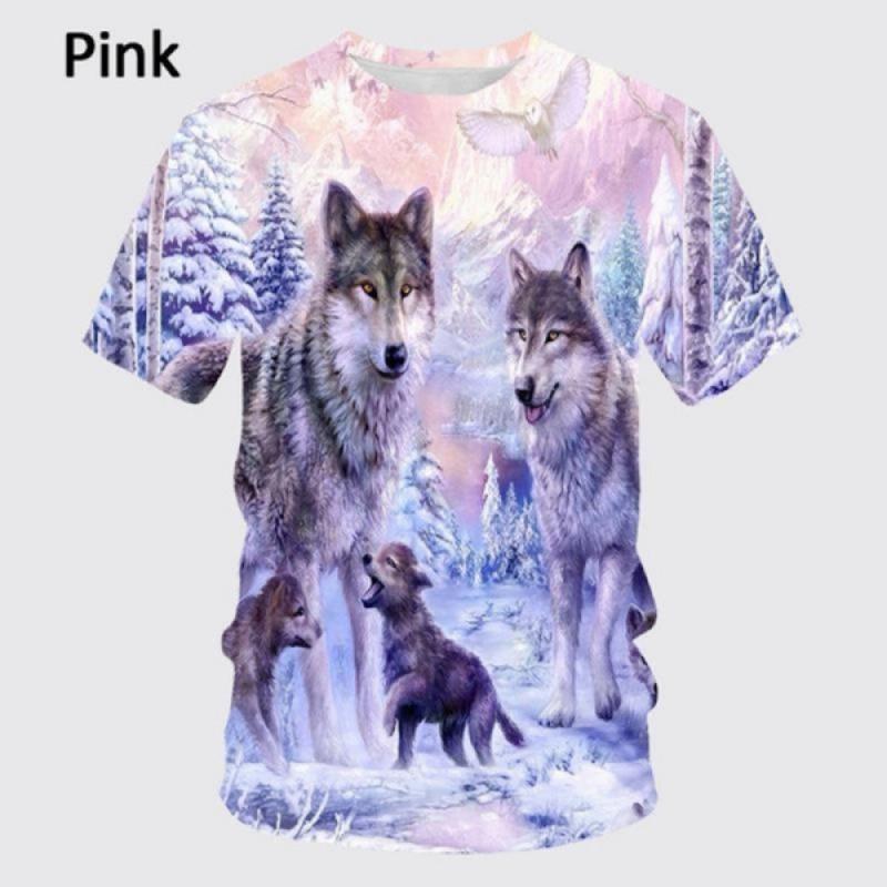 Summer Fantasy New Design Wolf 3D Printing Men's Round Neck New Short-sleeved T-shirt