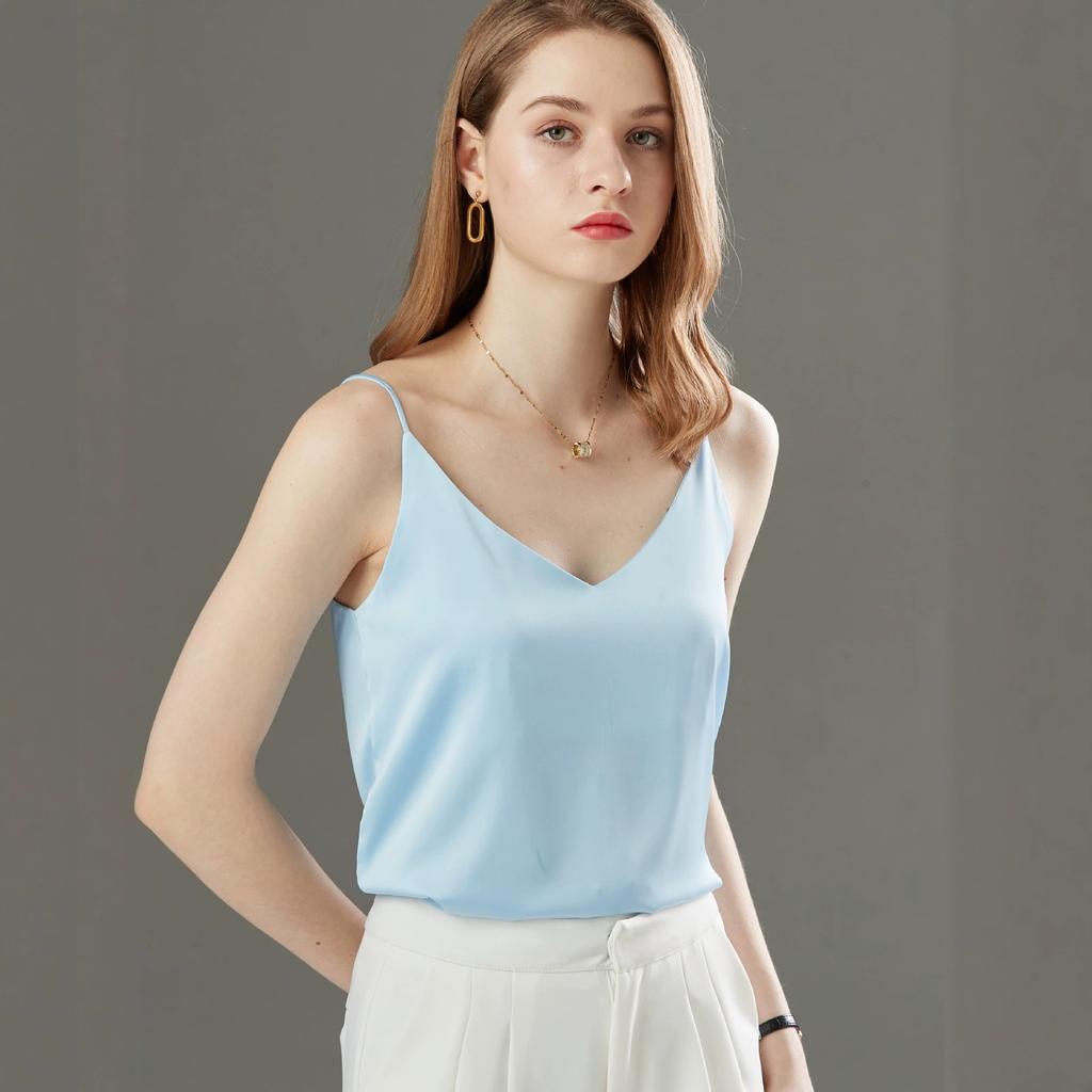 Sling Vest Women's Bottom with Satin Top Inside, Imitation Silk Loose Outside, Fat MM Large Size Women's Clothing Is Sexy