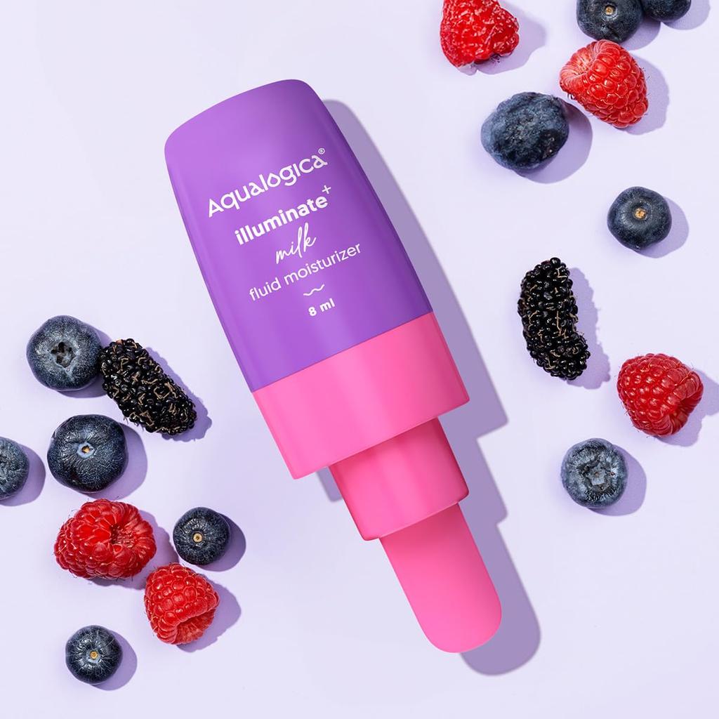 Aqualogica Illuminate + Milk Fluid Moisturizer 8ml Lightweight Hydrating Even Skin Tone Cream