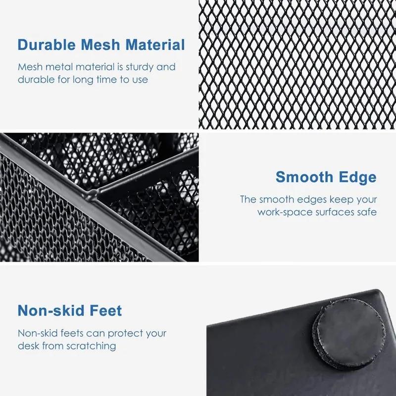 Mesh Desk Organizer Metal Desktop Office Supplies Multi-Functional Pen Holder Stationery with Compartment Drawer for Office Home