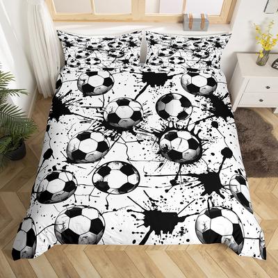 Homewish Boys Football Print Duvet Cover SetSport Soccer Player Bedding SetCartoon Watercolor Splash Bed Set