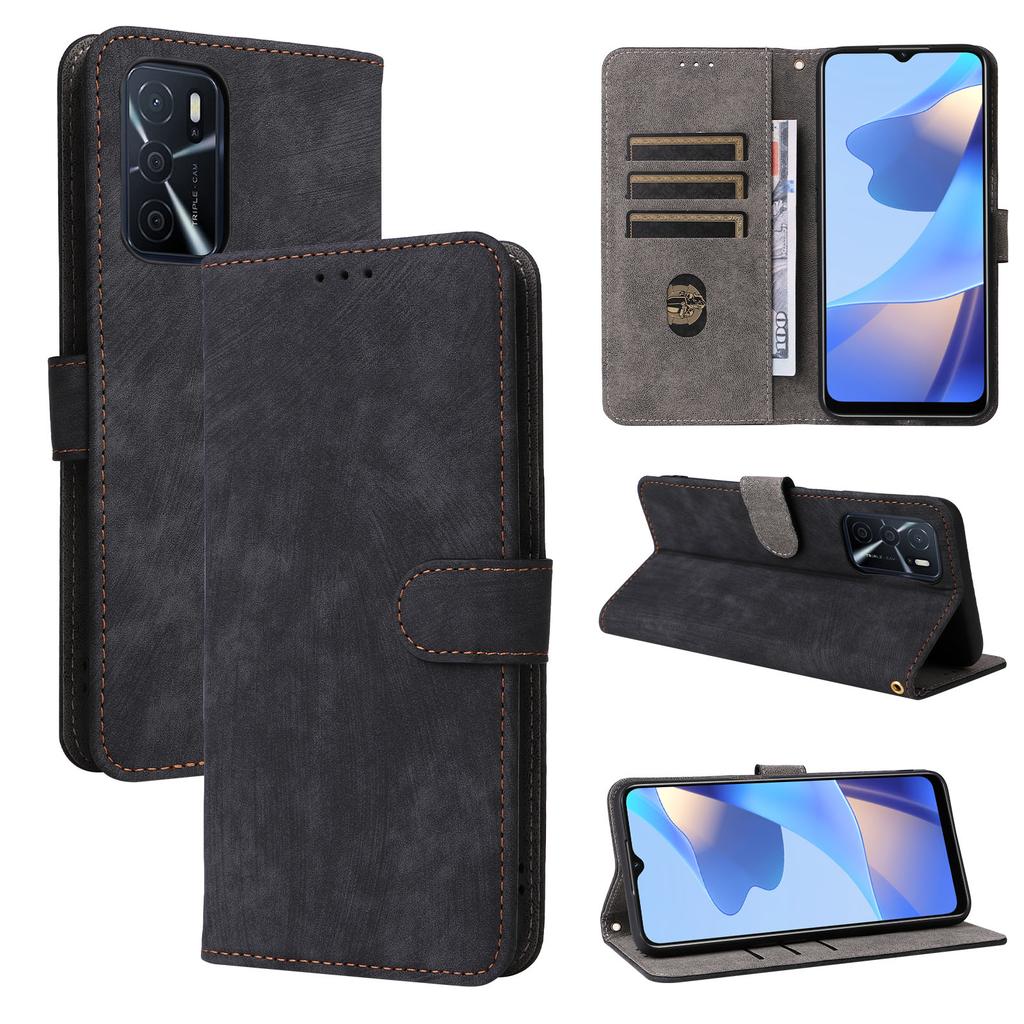 For Oppo A16/A16s/A54 4G/A55/A55 5G/A53s 5G/A54s Stand Phone Cover RFID Blocking Wallet Leather Case with Strap