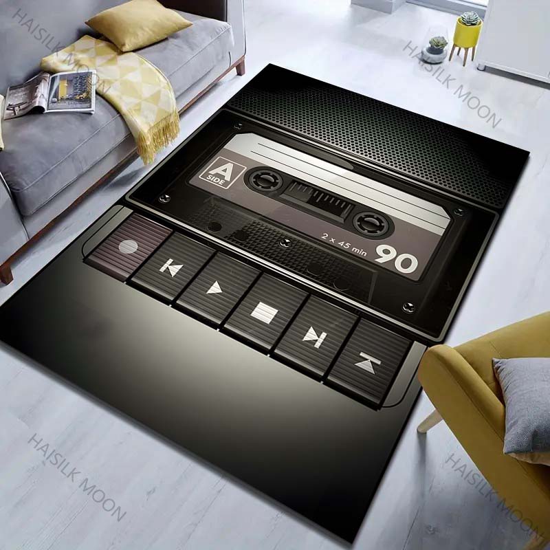 1PC Cassette player Print Carpet for Bedroom Living Room Bedside Sofa Floor Mat Modern Home Decor Area Rug Machine Wash