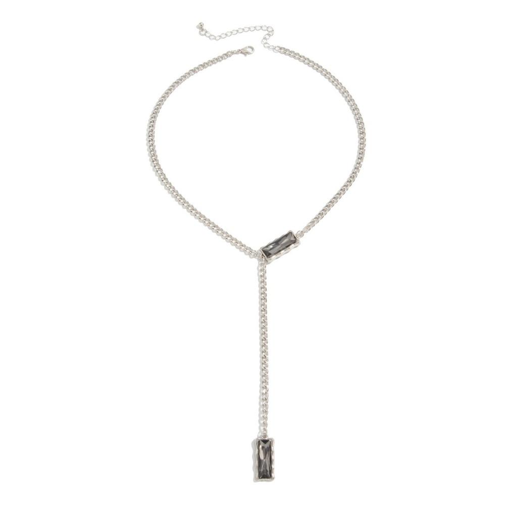 Long Pendant Square Pendant Necklace Vintage Style Metal Chain Choker Necklace Minimalist Style Exquisite Design Women Jewelry