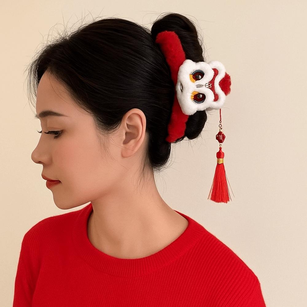 Erwachender Löwe Neujahr Haarklammern Quaste Damen Haarspangen Kreative Dame Haifischklemme Mädchen Geschenk