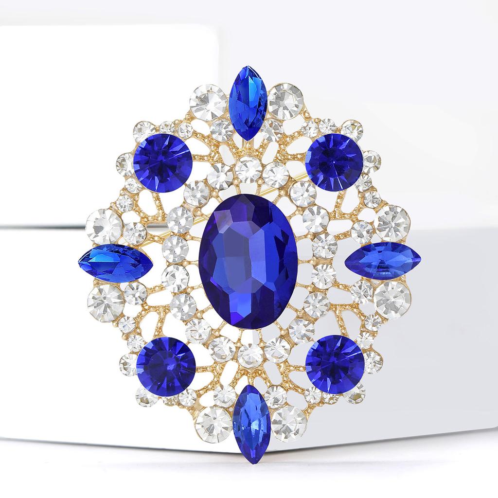 Elegant Rhinestones Imperial Court Brooches for Women Unisex Glass Pin Event Party New Year Gifts Decoration Clothes Accessories