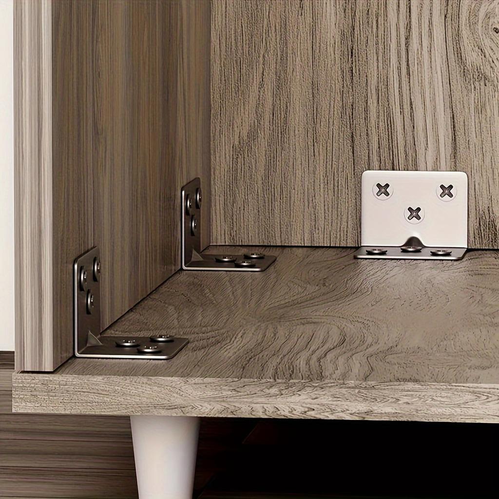 10pcs Stainless Steel Right Angle Brackets, 90 Degree L-Shaped Support, Metal Joint Corner Braces for Furniture Shelves Construction with Screws