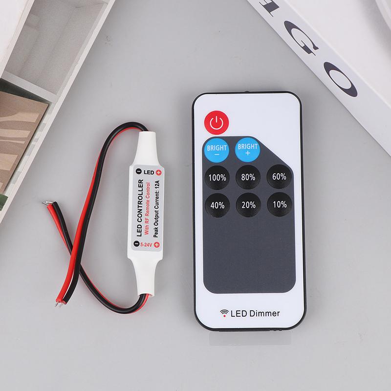 

1Pc Mini Led Single Color Dimmer With Rf 9-Key Remote Dc 5V-24V 6A 5050 2835 Strip Lights Constant Voltage Pwm Signal Controller 1pcs