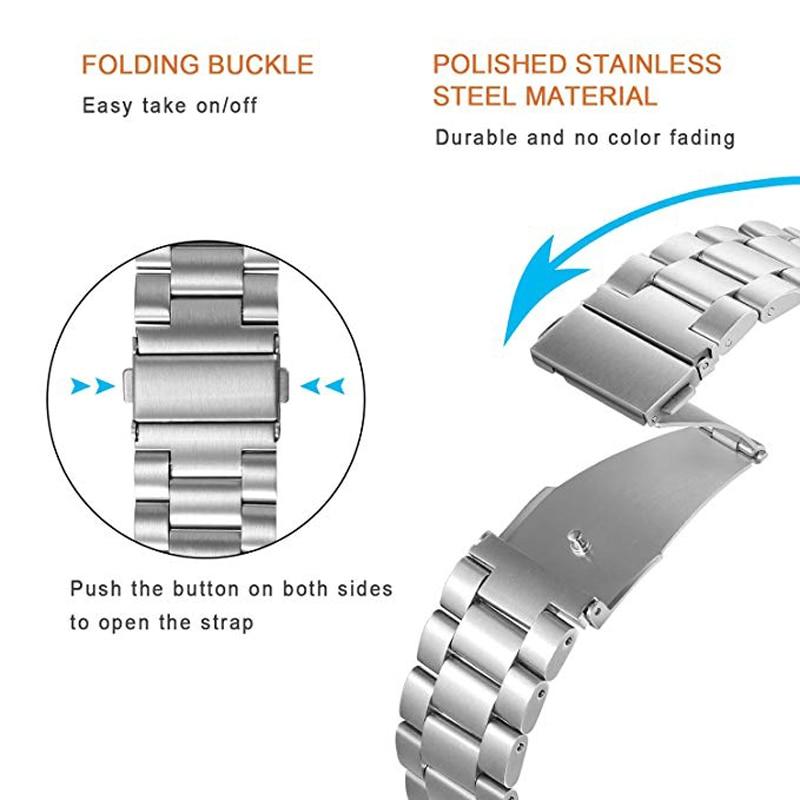 Edelstahlarmband für 20 mm 22 mm Huami Amazfit GTR Bip Armband für Samsung Gear S3 S2 Sport Classic Huawei GT 2 Active Gala Galaxy Watch 42 mm 46