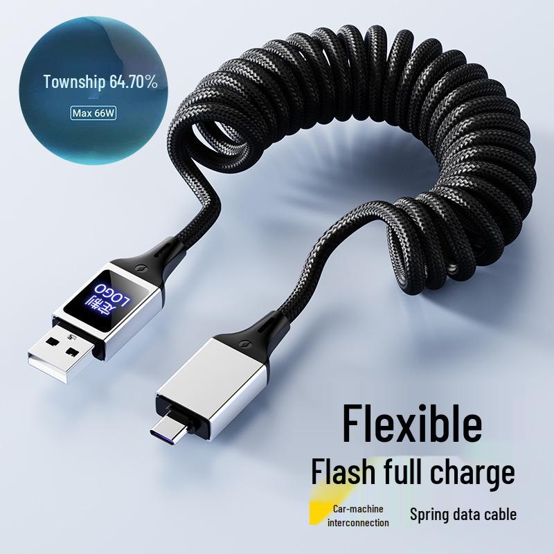 CarPlay Screen Mirroring LED Retractable USB Charging Cable with Custom Logo - Type-C Mobile Data Cable