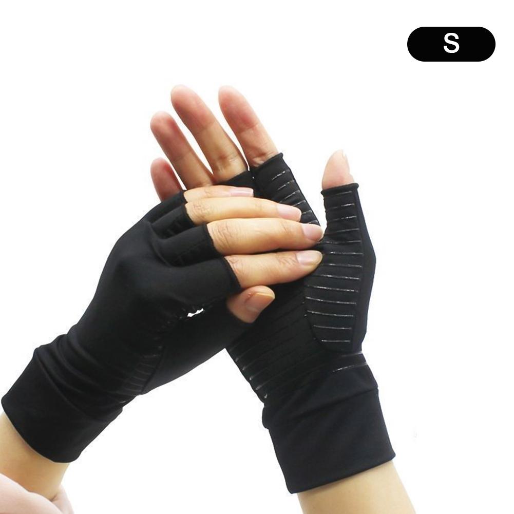 

Перчатки с полупальцами из медного волокна, вязаные перчатки с медным аммиаком, противоскользящие перчатки для реабилитации на открытом воздухе с ионами меди S чёрный