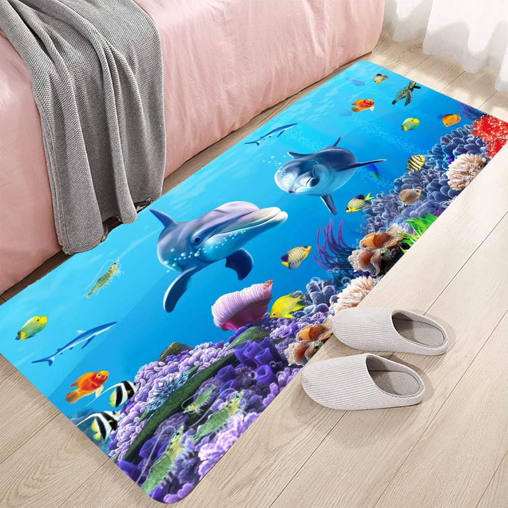 Bathroom Uses Absorbent Non Slip Bath Mats, Kitchen Floor Mats, Artistic Small Stone 3D Carpets (24x16 Inches), and Flannel Memo