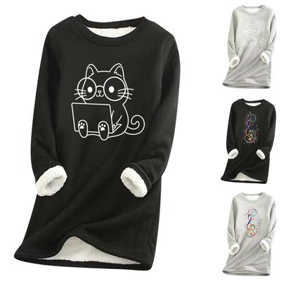 Women Thick Sweatshirt Winter Velvet Warm Underwear Top