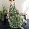 2025 Summer Cotton Linen Patchwork Long Dress with Large Hem and Slimming Fit