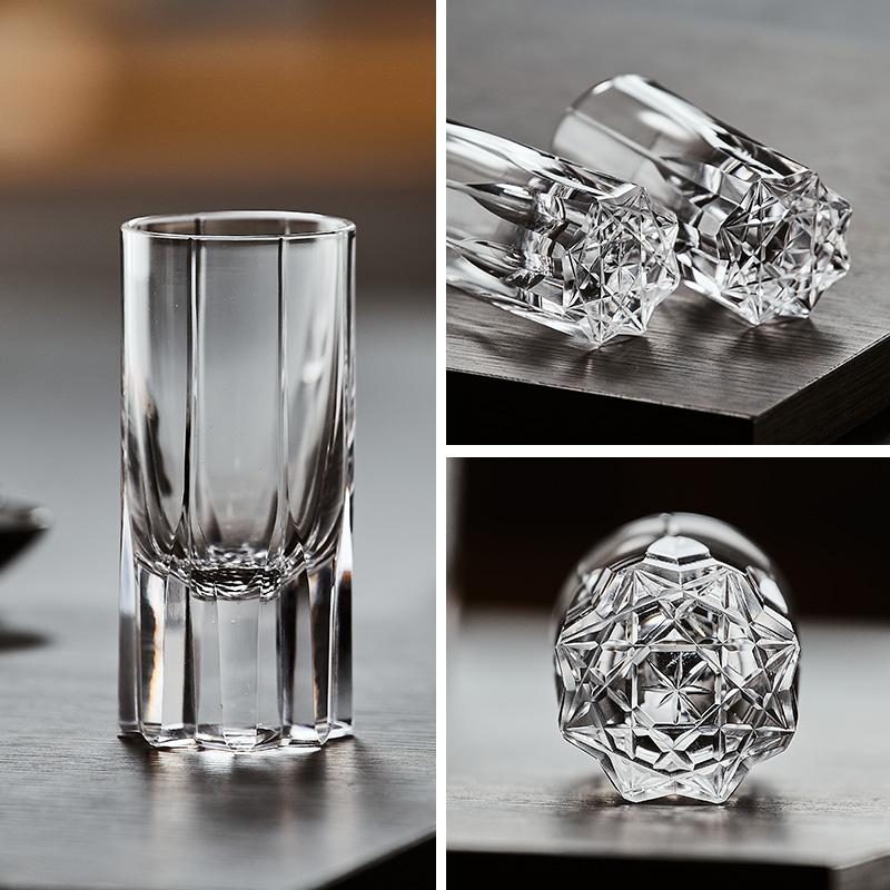 Engraved Diamond Crystal Bullet Glass - Carved Shot Glass for Whiskey, Foreign Wine & White Wine Home Drinkware