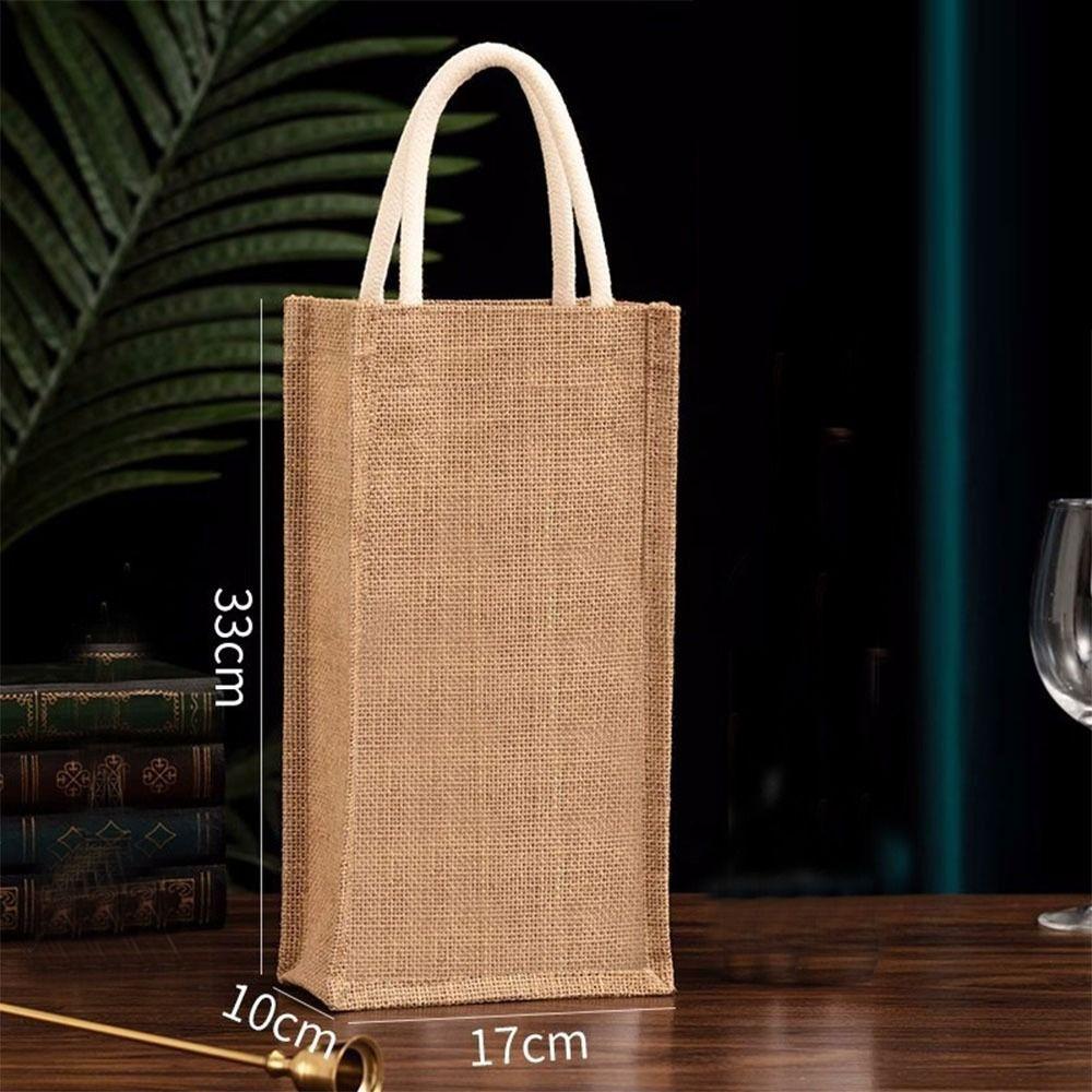 with Window and Handle Wine Carrier Tote Bags Reusable Wine Gift Box Burlap Wine Bottle Bags