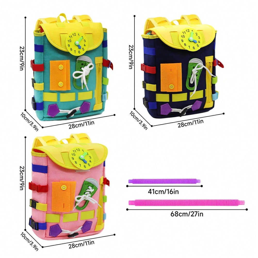 Puzzle Buckle Backpack And Learning Activity Toys, Develop Fine Motor Skills And Basic Life Skills,Learn To Tie Shoelaces Travel Toys Christmas Gifts