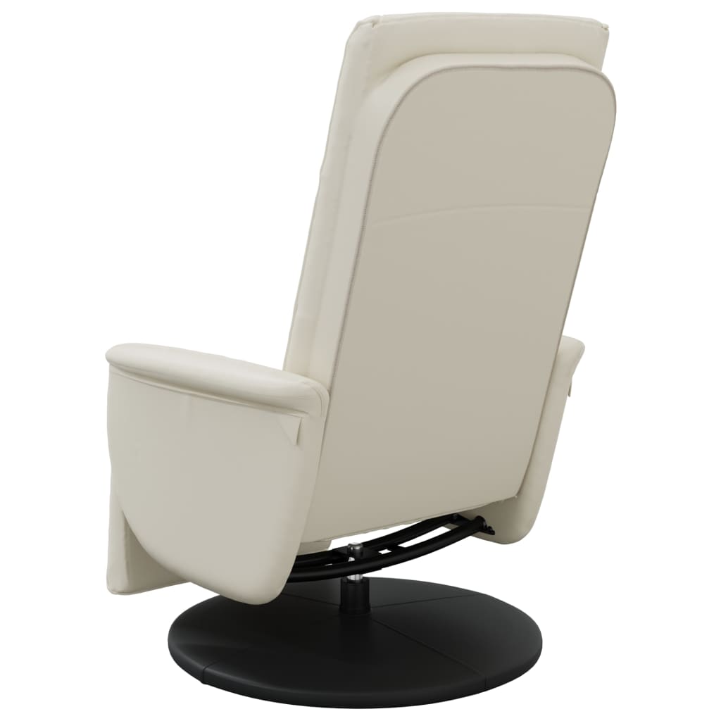 Recliner with Footrest Cream Synthetic Leather