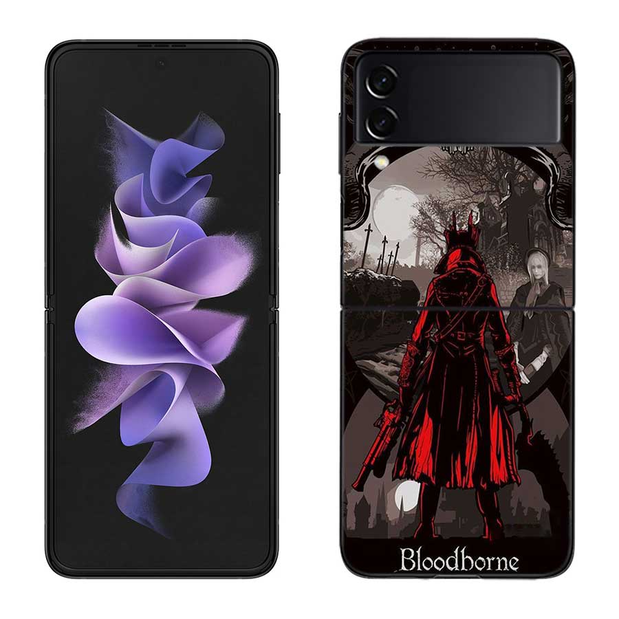 Game Bloodborne Phone Case For Samsung Z Flip 7 6 5G Galaxy Z Flip 5 4 3 Black Hard Cell Cover Luxury PC Shell Coque