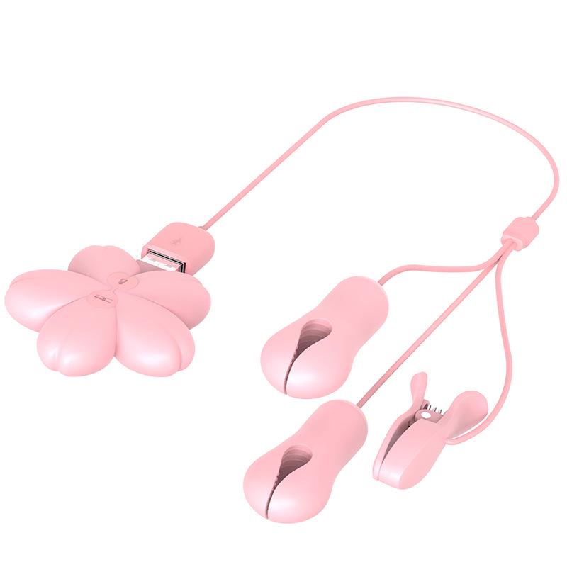 Mannomile 3-Point Nipple Clamps Vibrating Clitoral Masturbator for Women