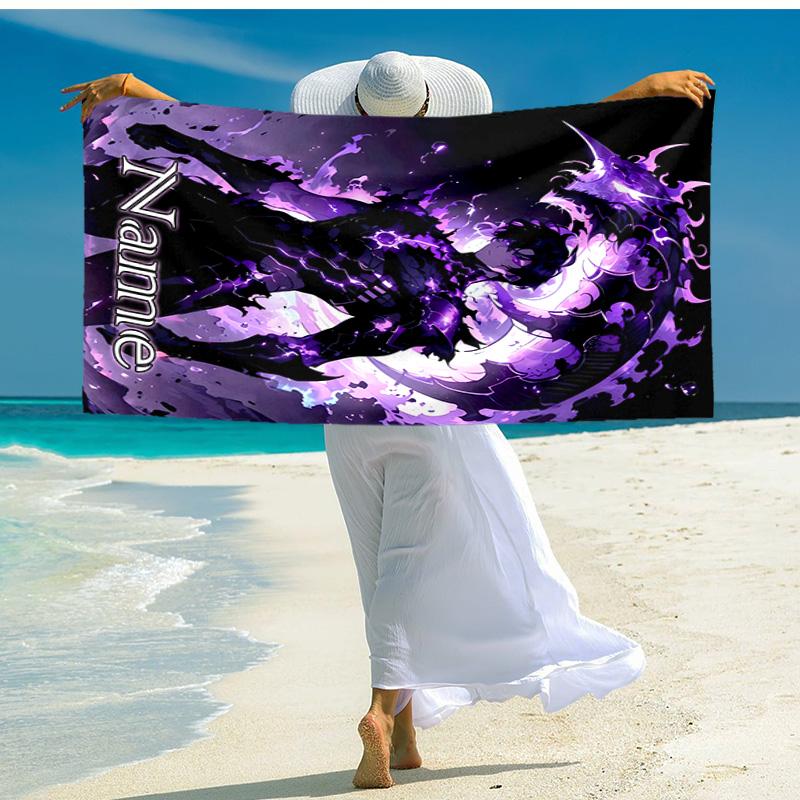 Personalized customized proof beach towel with Solo Leveling pattern - soft, absorbent,quick-drying,perfect swimming,camping&bathing
