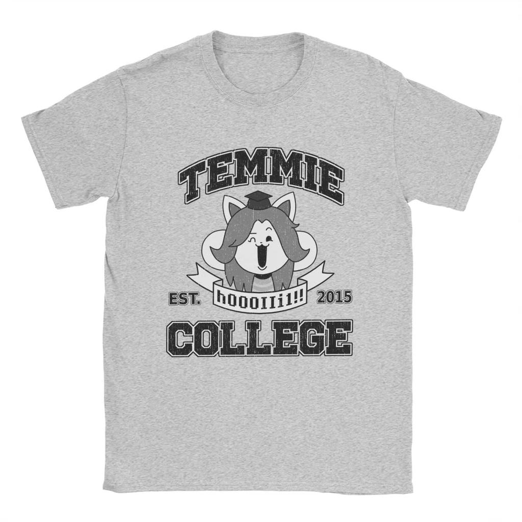 Temmie College Undertale T Shirt for Men Pure  Leisure T-Shirt O Neck Game Tee Shirt Short Sleeve Clothes Adult