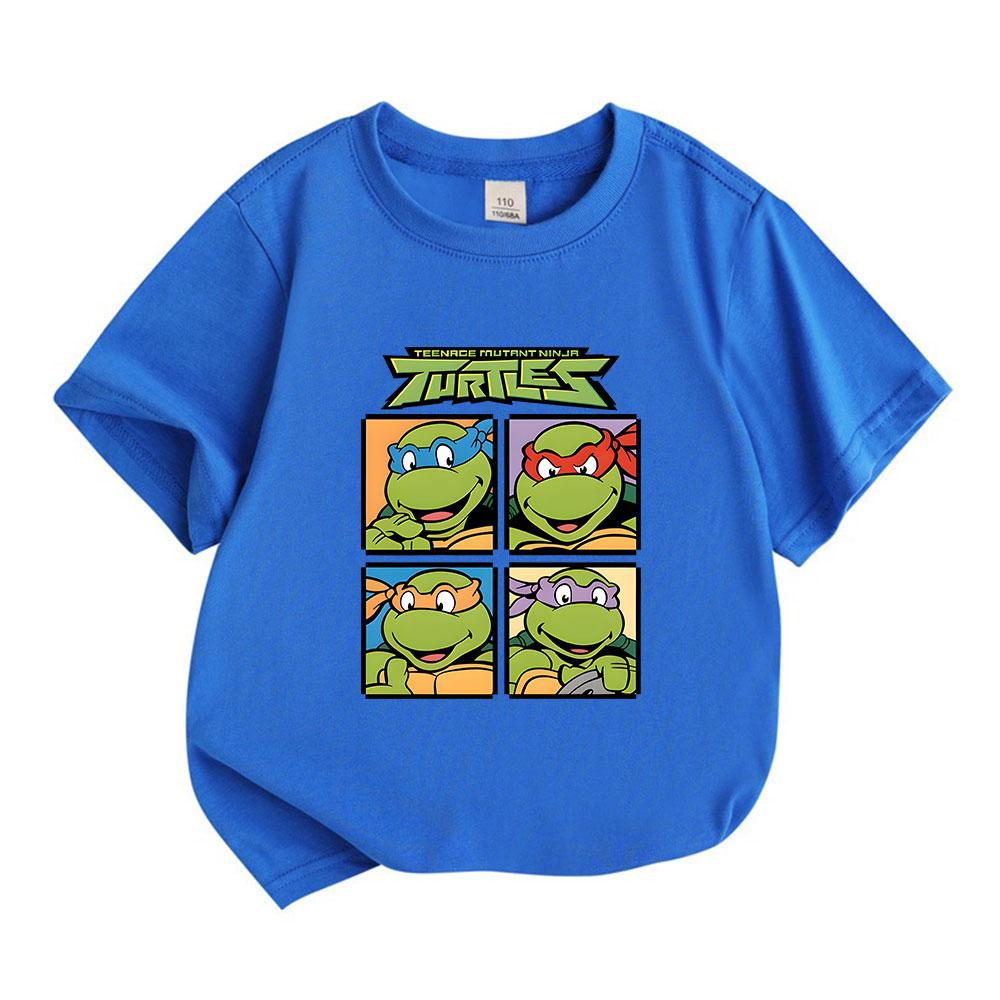 Kids Boys Girls 100% Cotton Crew Neck Short Sleeve T-Shirt, Classic Four Cool Comic Character Print Casual Summer Soft Breathable Tops for Daily Wear