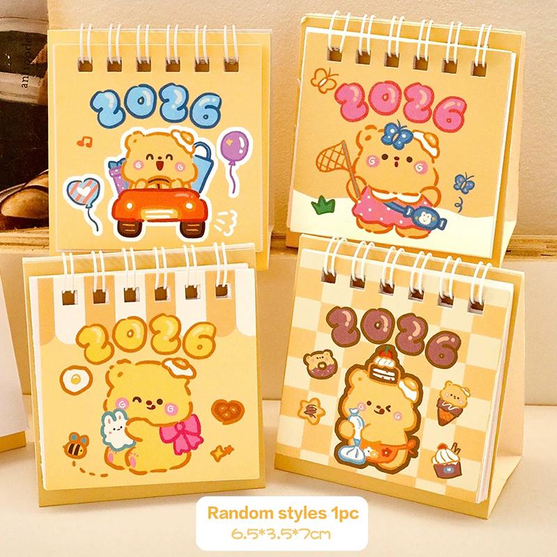

2026 Custard Bear Calendar Desk Calendar Portable Coil Schedule Planner Desktop Decoration Daily Planner Office School Supplies